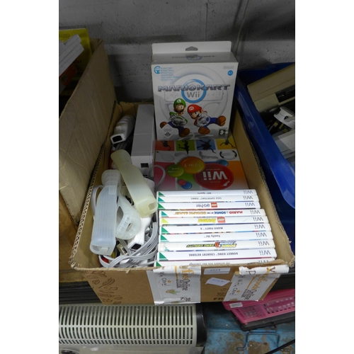 2224 - Nintendo Wii, controllers, receiver, 12 games and accessories