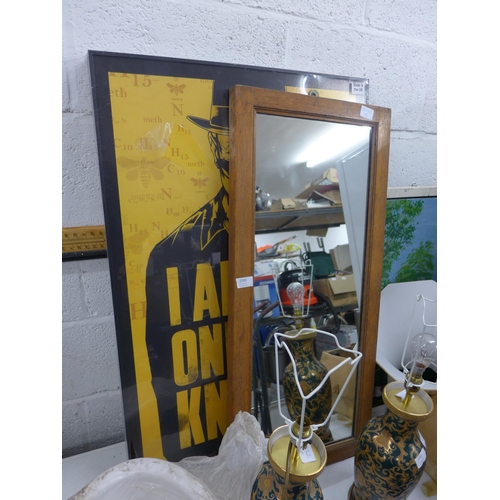 2283 - Oak framed 66 x 30cm mirror