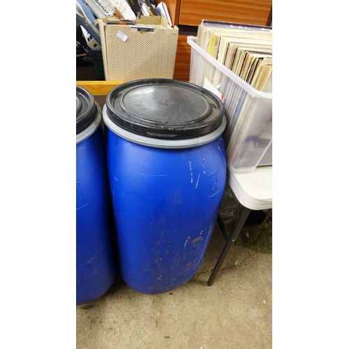 2305 - 3 Blue 125 ltr lidded storage tubs