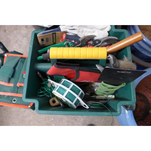 2353 - Bundle of garden tools, gloves, secateurs,  larger tools etc.