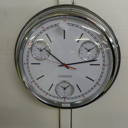 1317 - A chrome multi dial clock