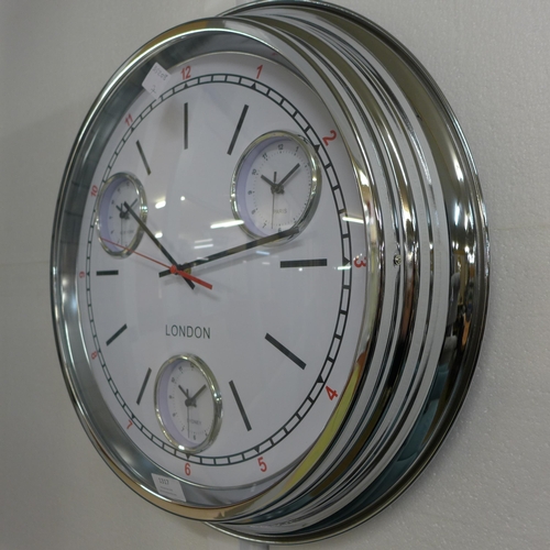 1317 - A chrome multi dial clock