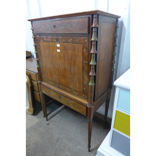 599 - A French painted mahogany escritoire