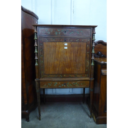 599 - A French painted mahogany escritoire