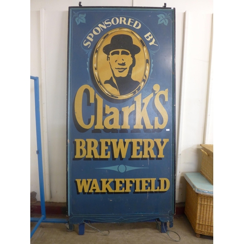 240 - A large Clarke's Brewery pub sign, 270 x 126cms