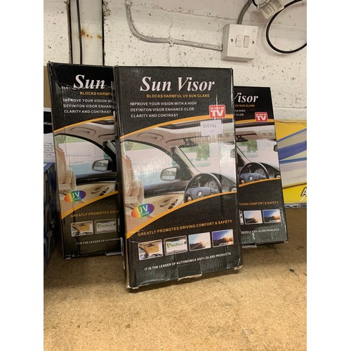 2036 - Three car sun visor sets - boxed, unopened