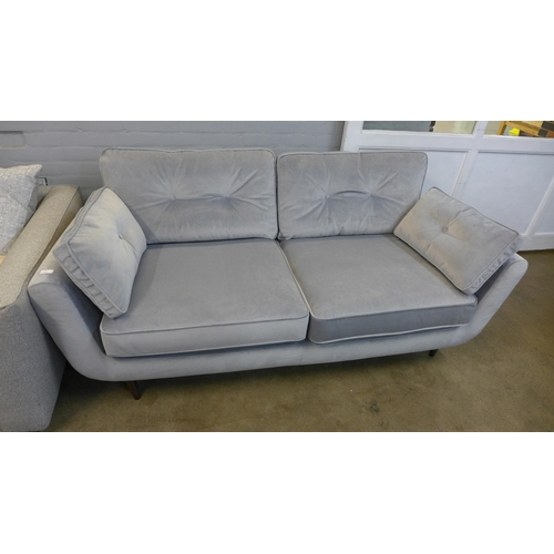 1302 - A Cameron grey velvet button back three seater sofa
