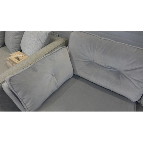 1302 - A Cameron grey velvet button back three seater sofa