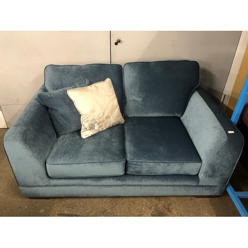 1316 - A steel blue upholstered two seater sofa