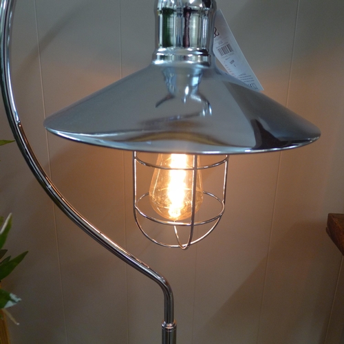 1329 - An Edison bulb hook floor lamp in silver, H 157cms (2432460)   #