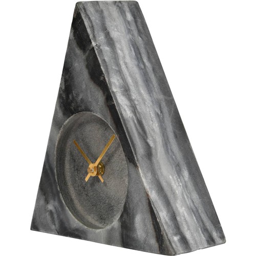 1338 - A grey marble triangular mantel clock, 20 x 20 x 20cms (70425728)   #
