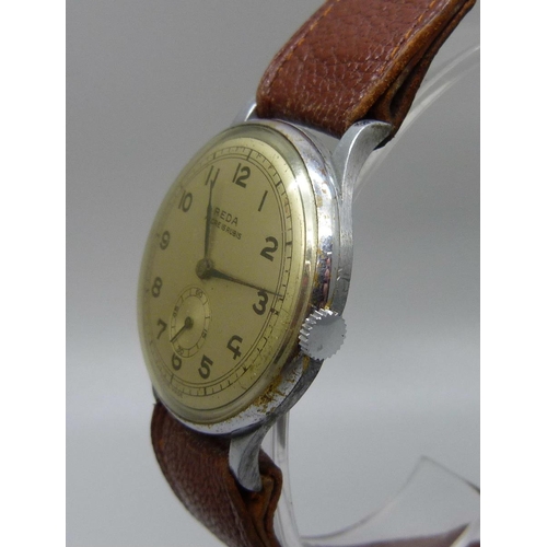 1034 - A Reda Ancre 15 Rubis military style wristwatch