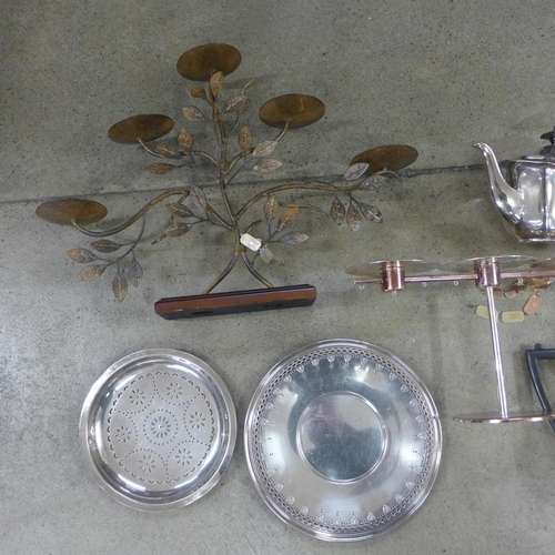 1255 - Plated ware and other metal wares including two candelabra **PLEASE NOTE THIS LOT IS NOT ELIGIBLE FO... 