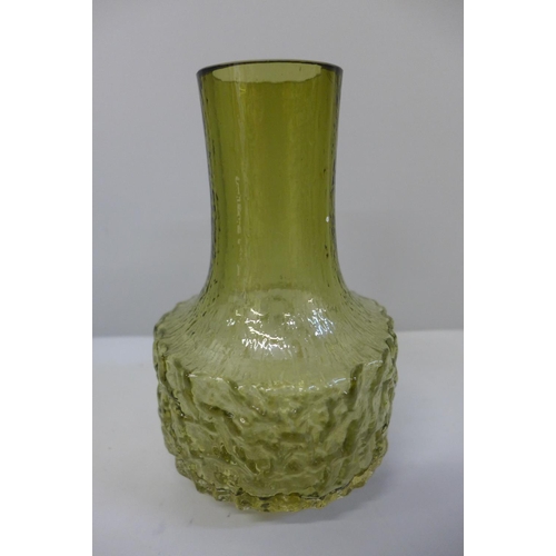 610 - A Whitefriars mallet vase in sage green, pattern no. 9818, designed by Geoffrey Baxter