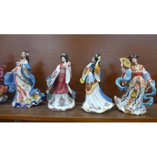 615 - Seven Danbury Mint models, Jade Empress, Iris Princess, Diamond Fire Empress, Chrysanthemum Princess... 