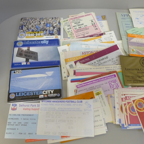 656 - 125 Vintage football tickets and twelve Leicester City season tickets