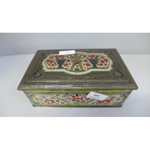 667 - Two cased cheroot holders, white metal box etc.