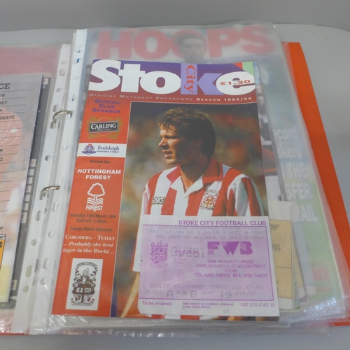 706 - Football memorabilia; Nottingham Forest home and away programmes complete with match tickets, includ... 