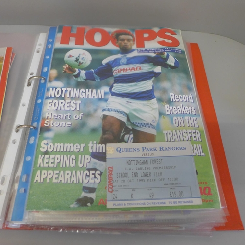 706 - Football memorabilia; Nottingham Forest home and away programmes complete with match tickets, includ... 