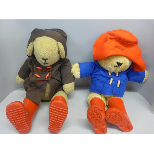 775 - A Paddington Bear and another bear in coat and boots