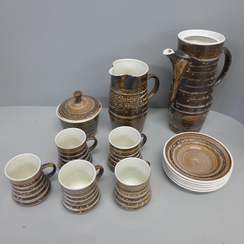 787 - A fifteen piece 1966 Cinque Chocolate Swirl coffee set