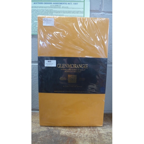 805 - A Glenmorangie Highland Single Malt Scotch Whisky drinks set with two glass tumblers, sealed