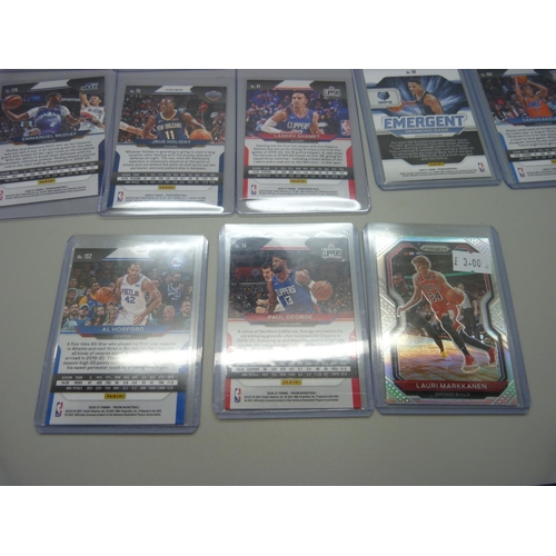 835 - Fifteen Holo Panini Prizm basketball cards including Patty Mills in protective sleeves