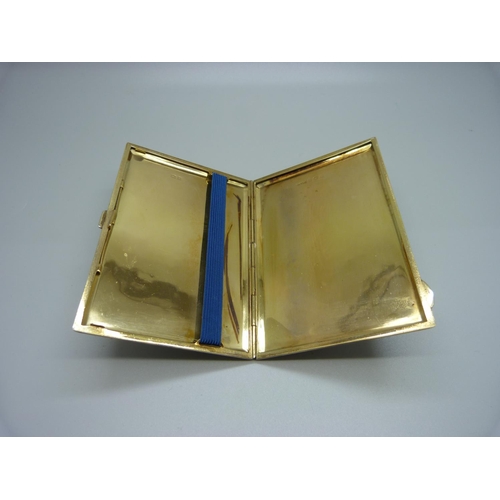 876 - A silver cigarette case with silver gilt interior, 163g