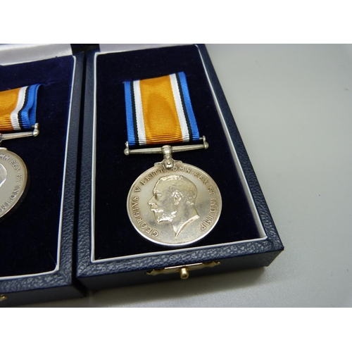 884 - Two WWI medals: M2-156759 Private F. Harbrow, Army Service Corps and 201326 Private John William Raw... 