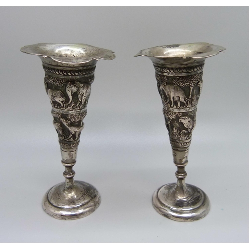 920 - A pair of Indian silver vases, 93g