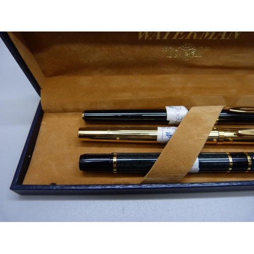 940 - Three Waterman fountain pens, boxed