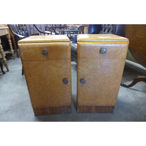 154 - A pair of Art Deco birds eye maple pot cupboards