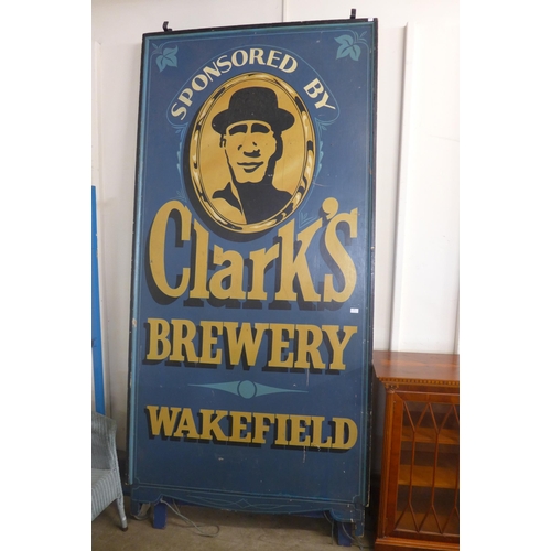 240 - A large Clarke's Brewery pub sign, 270 x 126cms