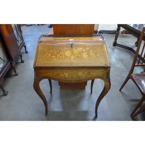 82 - A 19th Century French marquetry inlaid rosewood and gilt metal mounted bureau de dame