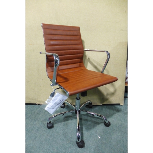 3025 - Eames style brown and chrome office chair - original RRP £170