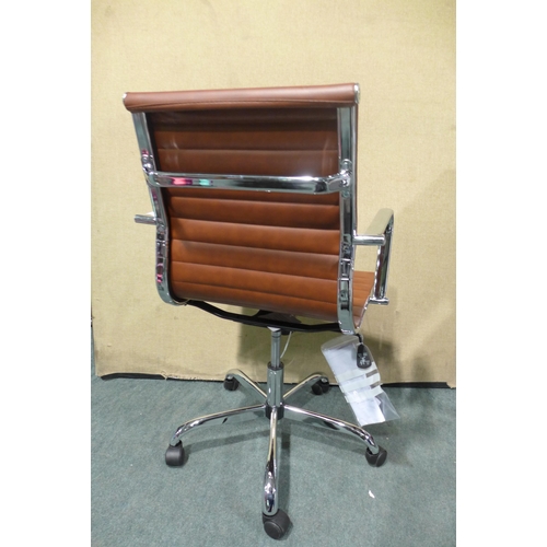 3025 - Eames style brown and chrome office chair - original RRP £170