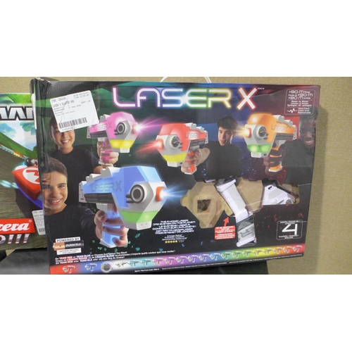 3044 - Laser X Blaster Pack, Atomic Power Popper Pack  and Mario Kart Racetrack  (278-304-306)  * This lot ... 