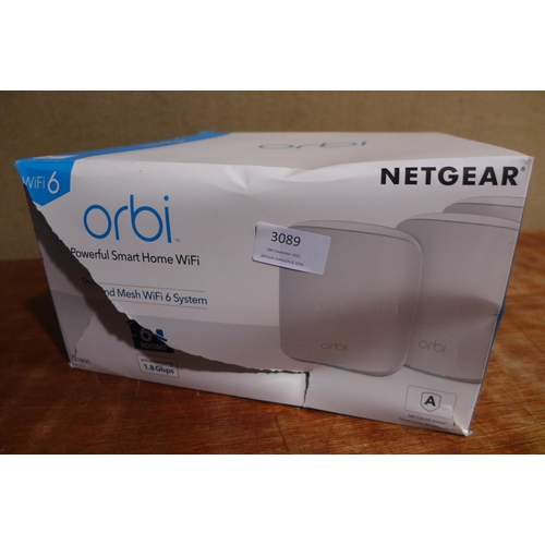 3089 - Netgear Orbi Mesh Wifi  RBK353-100EUS SYSTEM , Original RRP £219.99 + vat      (278-278)  * This lot... 