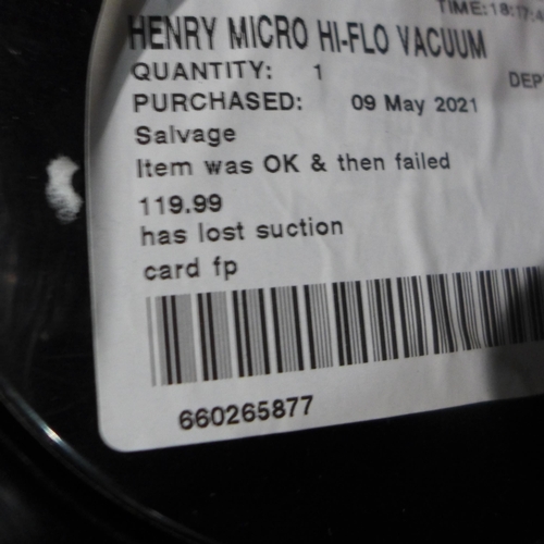 3190 - Henry Micro Hi-Flo Vacuum -     , Original RRP £129.99 + vat     (277-41 ) * This lot is subject to ... 