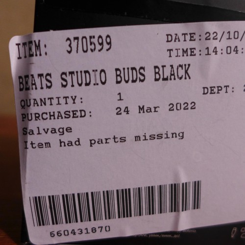 3103 - Beats Studio Buds Black  - MJ4X3ZM/A(278-334)  * This lot is subject to vat