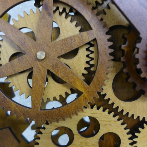 1320 - A wooden moving gears wall clock