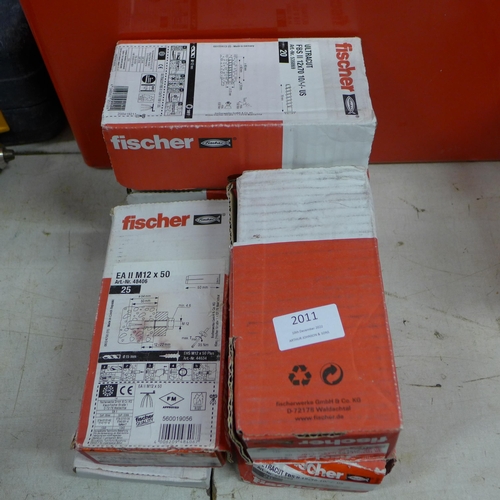 2011 - Fischer Ultra-cut pro masonry fixing job lot: 1 box, 100pcs, of 6x60mm masonry fixing bolts and 3 bo... 