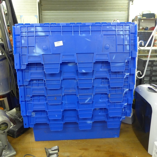 2061 - Five stackable lidded heavy duty PVC storage crates
