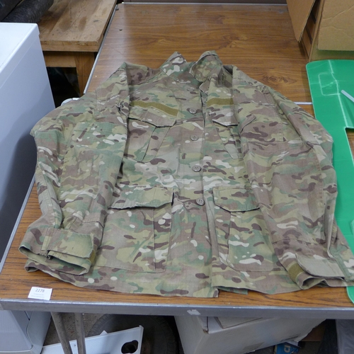 2082 - British Army issue job lot: 2 camouflage jackets, shirt, trousers and ammo strip