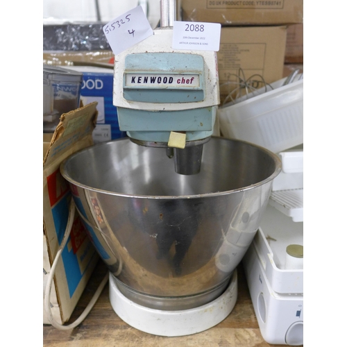 2088 - Vintage Kenwood Chef mixer with attachments with meat slicer & Kenwood mini chopper - failed electri... 