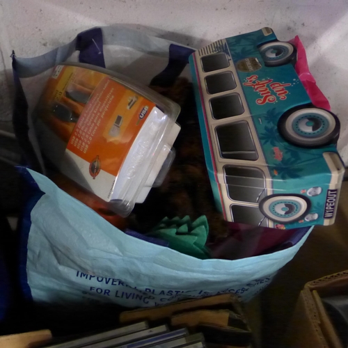 2145 - Job lot of household items including LP's, DVD's toys, electric items, plates, crockery, etc.