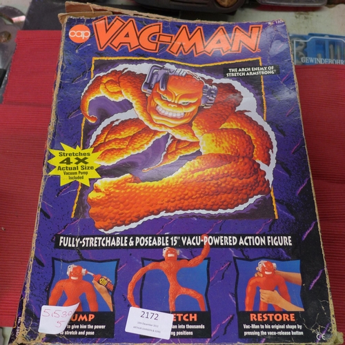 2172 - Collectable Vac Man retro toy enemy of Stretch Armstrong, in original box, scarce