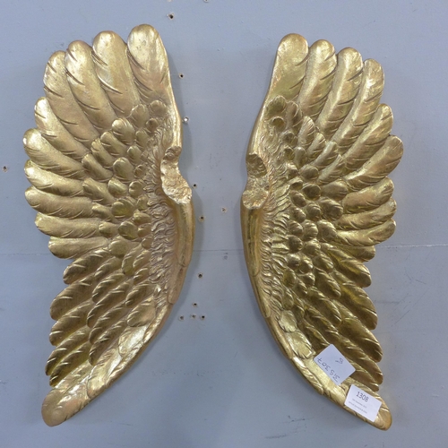1308 - A pair of gold effect angel wings