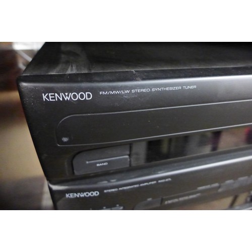 2228 - Kenwood hi-fi in cabinet with four speakers and remote