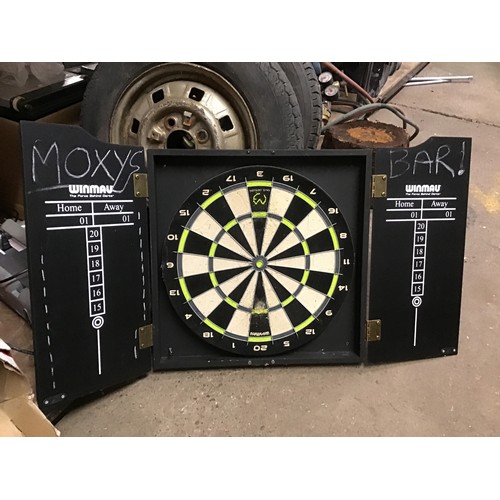 2125 - Official Michael Van Gerwen dartboard in wall cabinet